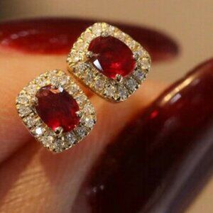 New 18k gold plated diamond earrings